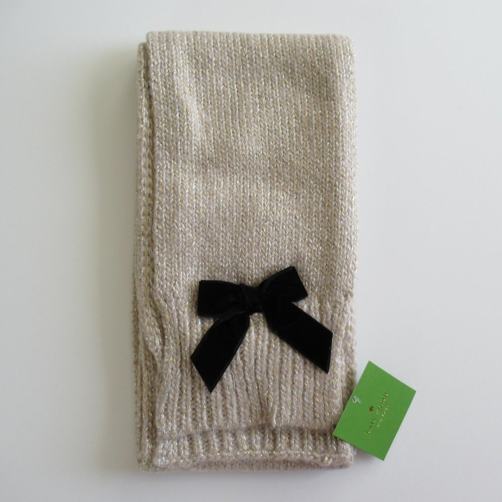 Kate Spade New York Western Velvet Metallic Bow Muffler Scarf NWT $98 - Picture 3 of 7